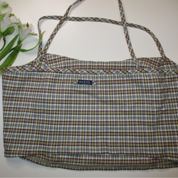 Vintage Guess plaid cross halter top - Picture 3 of 4